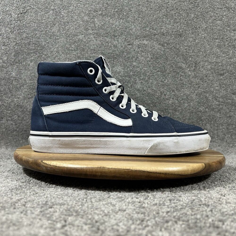 Vans Sk8-Hi Mens Size 9 Navy Blue Canvas High Top Athletic Skate Shoes Used
